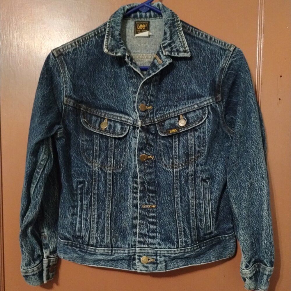 Vintage Lee Denim Jean Trucker Jacket Blue Boys Size 14 USA MADE